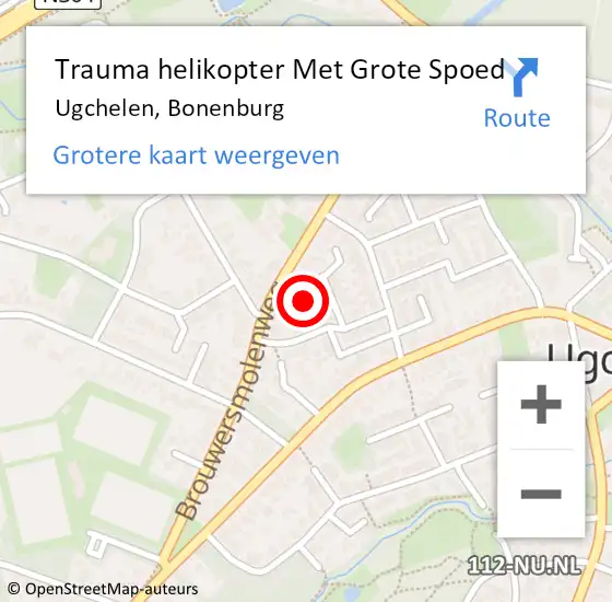 Locatie op kaart van de 112 melding: Trauma helikopter Met Grote Spoed Naar Ugchelen, Bonenburg op 25 mei 2023 16:19