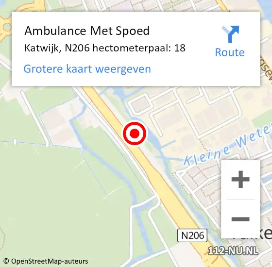 Locatie op kaart van de 112 melding: Ambulance Met Spoed Naar Katwijk, N206 hectometerpaal: 18 op 25 mei 2023 16:39