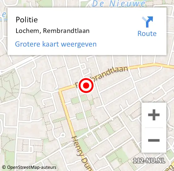 Locatie op kaart van de 112 melding: Politie Lochem, Rembrandtlaan op 25 mei 2023 18:19