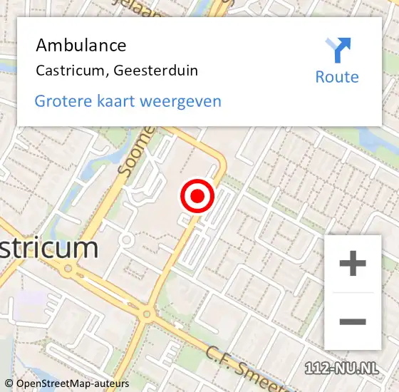 Locatie op kaart van de 112 melding: Ambulance Castricum, Geesterduin op 25 mei 2023 18:21