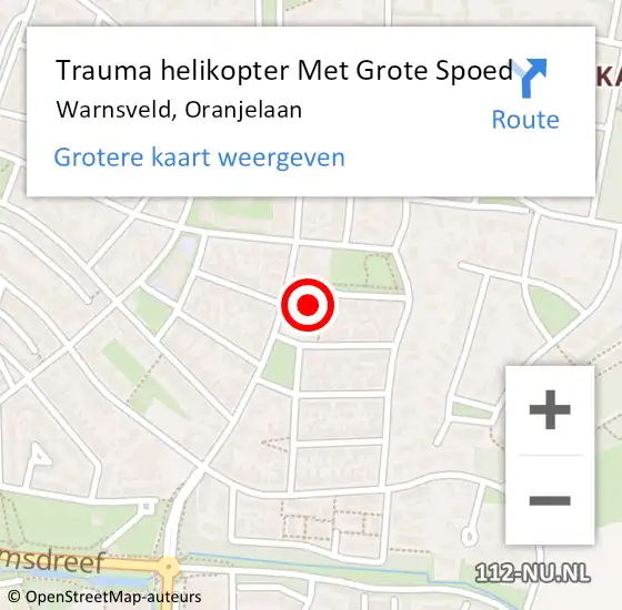 Locatie op kaart van de 112 melding: Trauma helikopter Met Grote Spoed Naar Warnsveld, Oranjelaan op 25 mei 2023 19:35