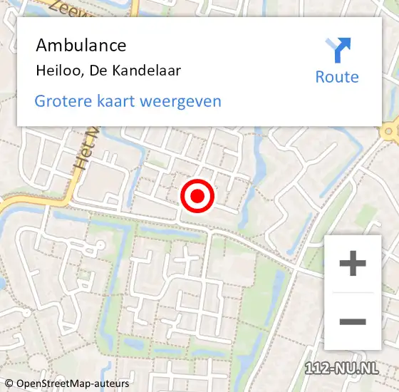 Locatie op kaart van de 112 melding: Ambulance Heiloo, De Kandelaar op 25 mei 2023 19:49