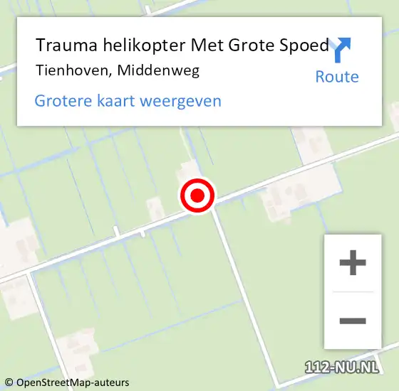 Locatie op kaart van de 112 melding: Trauma helikopter Met Grote Spoed Naar Tienhoven, Middenweg op 25 mei 2023 20:09