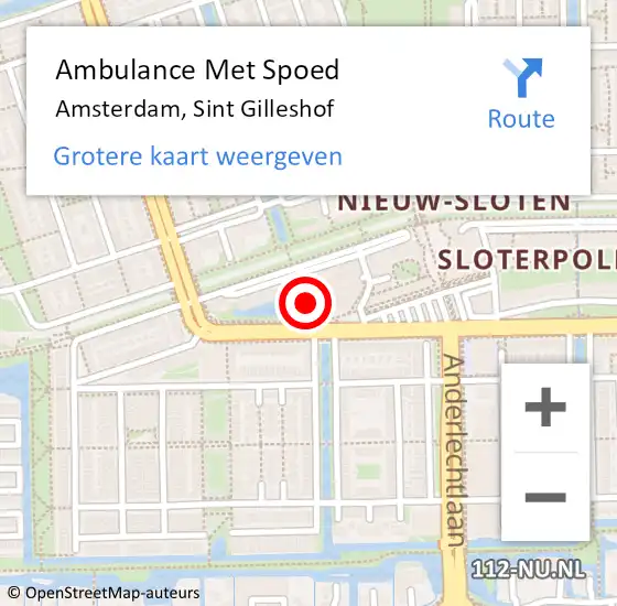 Locatie op kaart van de 112 melding: Ambulance Met Spoed Naar Amsterdam, Sint Gilleshof op 25 mei 2023 20:17