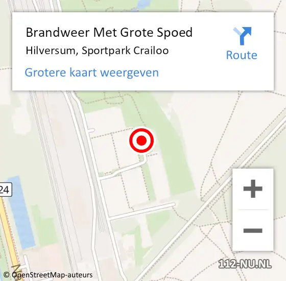 Locatie op kaart van de 112 melding: Brandweer Met Grote Spoed Naar Hilversum, Sportpark Crailoo op 25 mei 2023 21:05