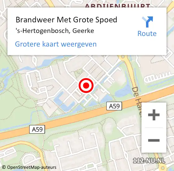 Locatie op kaart van de 112 melding: Brandweer Met Grote Spoed Naar 's-Hertogenbosch, Geerke op 25 mei 2023 21:44