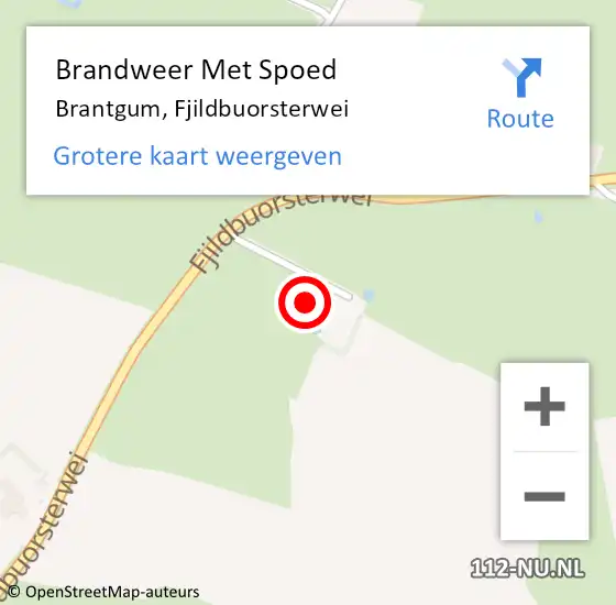 Locatie op kaart van de 112 melding: Brandweer Met Spoed Naar Brantgum, Fjildbuorsterwei op 25 mei 2023 23:11
