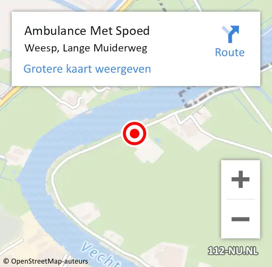 Locatie op kaart van de 112 melding: Ambulance Met Spoed Naar Weesp, Lange Muiderweg op 26 mei 2023 04:57
