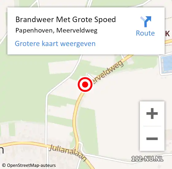 Locatie op kaart van de 112 melding: Brandweer Met Grote Spoed Naar Papenhoven, Meerveldweg op 26 mei 2023 05:04