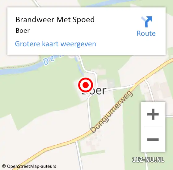 Locatie op kaart van de 112 melding: Brandweer Met Spoed Naar Boer op 26 mei 2023 08:35