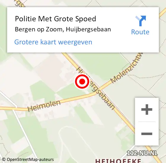 Locatie op kaart van de 112 melding: Politie Met Grote Spoed Naar Bergen op Zoom, Huijbergsebaan op 26 mei 2023 11:01