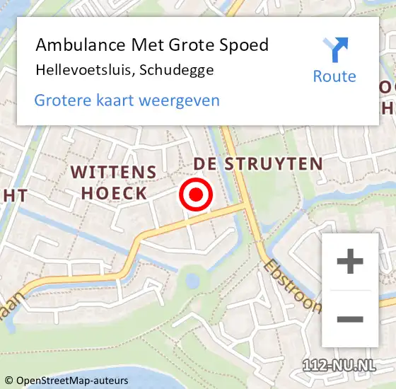 Locatie op kaart van de 112 melding: Ambulance Met Grote Spoed Naar Hellevoetsluis, Schudegge op 26 mei 2023 12:40