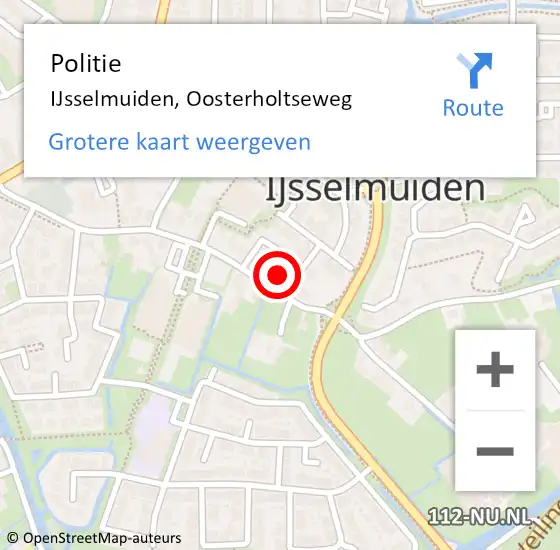 Locatie op kaart van de 112 melding: Politie IJsselmuiden, Oosterholtseweg op 26 mei 2023 15:24