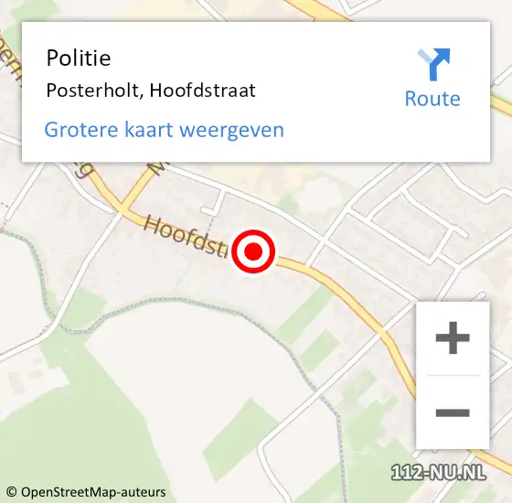 Locatie op kaart van de 112 melding: Politie Posterholt, Hoofdstraat op 26 mei 2023 16:40