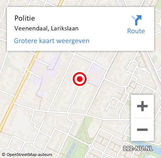 Locatie op kaart van de 112 melding: Politie Veenendaal, Larikslaan op 26 mei 2023 18:06