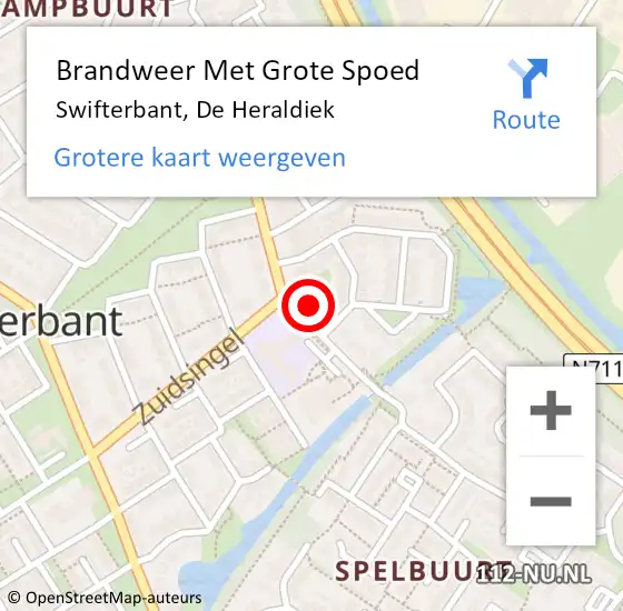 Locatie op kaart van de 112 melding: Brandweer Met Grote Spoed Naar Swifterbant, De Heraldiek op 26 mei 2023 19:46