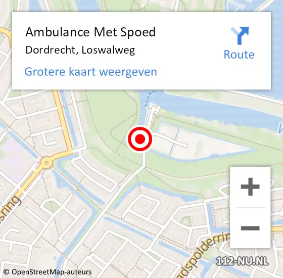 Locatie op kaart van de 112 melding: Ambulance Met Spoed Naar Dordrecht, Loswalweg op 26 mei 2023 20:43