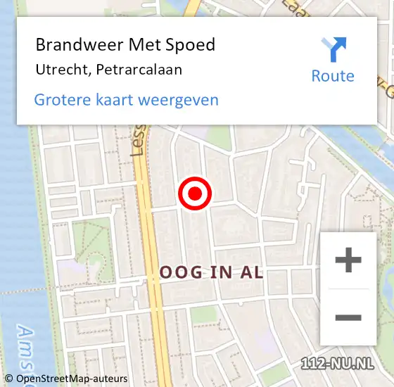 Locatie op kaart van de 112 melding: Brandweer Met Spoed Naar Utrecht, Petrarcalaan op 26 mei 2023 20:44