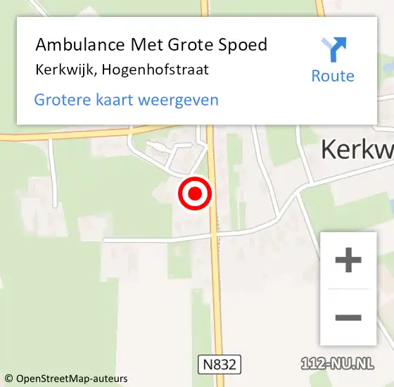 Locatie op kaart van de 112 melding: Ambulance Met Grote Spoed Naar Kerkwijk, Hogenhofstraat op 12 oktober 2013 19:08