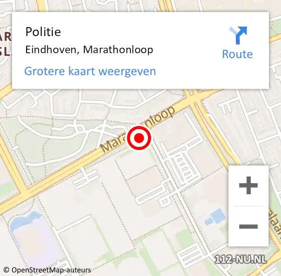 Locatie op kaart van de 112 melding: Politie Eindhoven, Marathonloop op 27 mei 2023 01:00