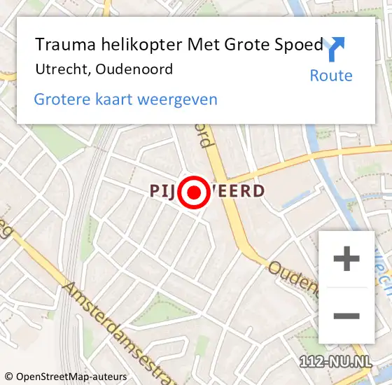 Locatie op kaart van de 112 melding: Trauma helikopter Met Grote Spoed Naar Utrecht, Oudenoord op 27 mei 2023 01:31