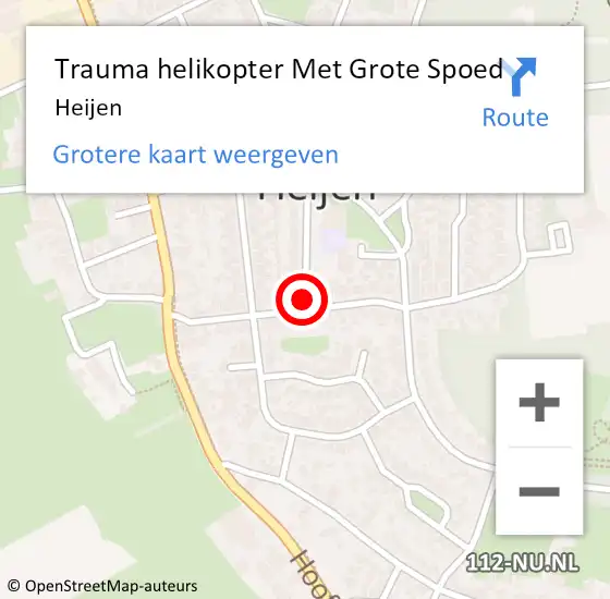 Locatie op kaart van de 112 melding: Trauma helikopter Met Grote Spoed Naar Heijen op 27 mei 2023 03:09