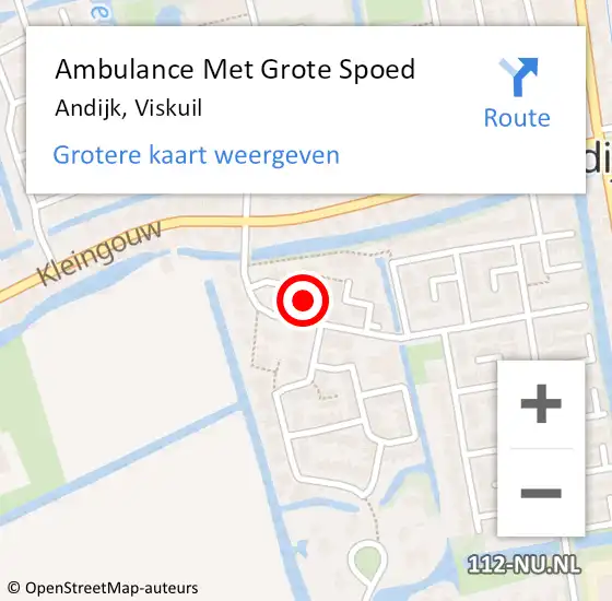 Locatie op kaart van de 112 melding: Ambulance Met Grote Spoed Naar Andijk, Viskuil op 27 mei 2023 04:07