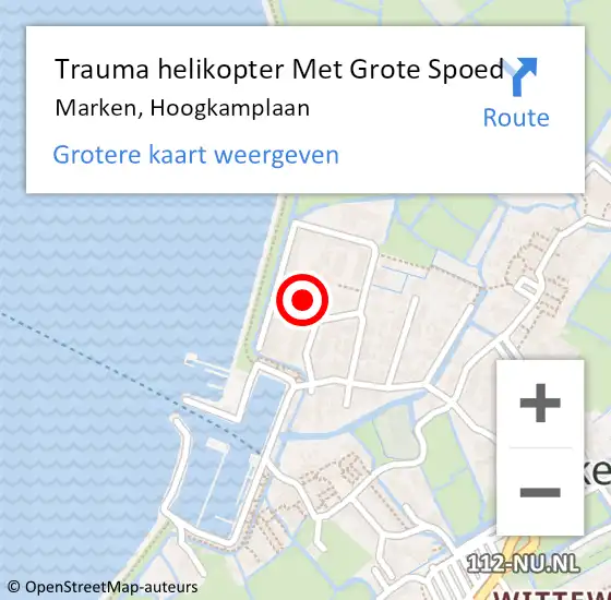 Locatie op kaart van de 112 melding: Trauma helikopter Met Grote Spoed Naar Marken, Hoogkamplaan op 27 mei 2023 05:42