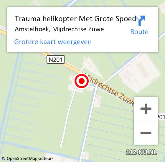 Locatie op kaart van de 112 melding: Trauma helikopter Met Grote Spoed Naar Amstelhoek, Mijdrechtse Zuwe op 27 mei 2023 09:26