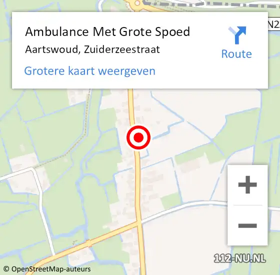 Locatie op kaart van de 112 melding: Ambulance Met Grote Spoed Naar Aartswoud, Zuiderzeestraat op 27 mei 2023 10:36