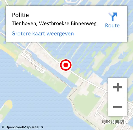 Locatie op kaart van de 112 melding: Politie Tienhoven, Westbroekse Binnenweg op 27 mei 2023 12:21