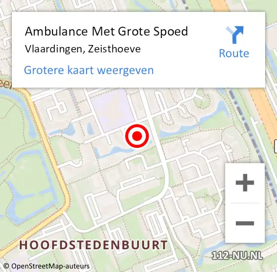 Locatie op kaart van de 112 melding: Ambulance Met Grote Spoed Naar Vlaardingen, Zeisthoeve op 27 mei 2023 12:26