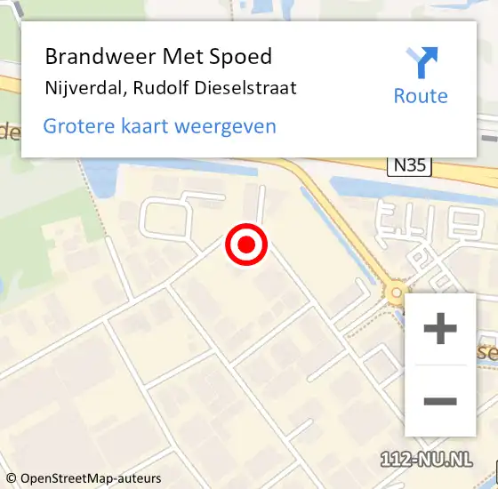 Locatie op kaart van de 112 melding: Brandweer Met Spoed Naar Nijverdal, Rudolf Dieselstraat op 27 mei 2023 12:37