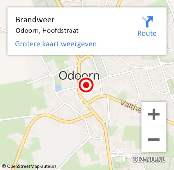 Locatie op kaart van de 112 melding: Brandweer Odoorn, Hoofdstraat op 27 mei 2023 12:46