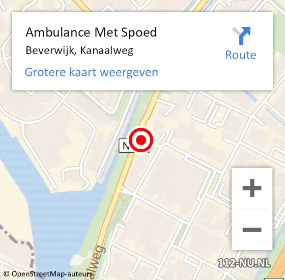 Locatie op kaart van de 112 melding: Ambulance Met Spoed Naar Beverwijk, Kanaalweg op 27 mei 2023 12:51