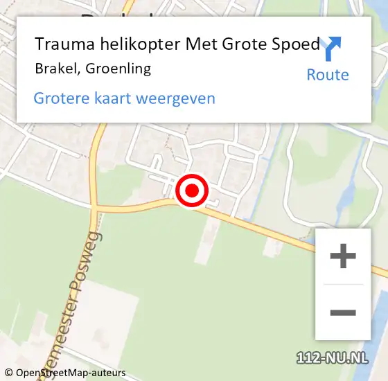 Locatie op kaart van de 112 melding: Trauma helikopter Met Grote Spoed Naar Brakel, Groenling op 27 mei 2023 13:15