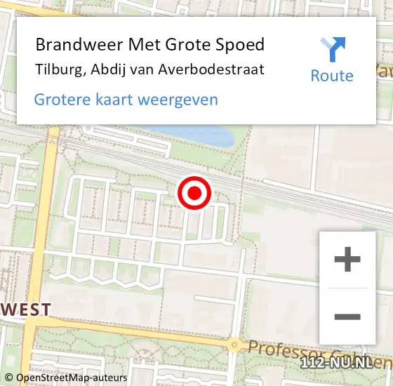 Locatie op kaart van de 112 melding: Brandweer Met Grote Spoed Naar Tilburg, Abdij van Averbodestraat op 27 mei 2023 14:39