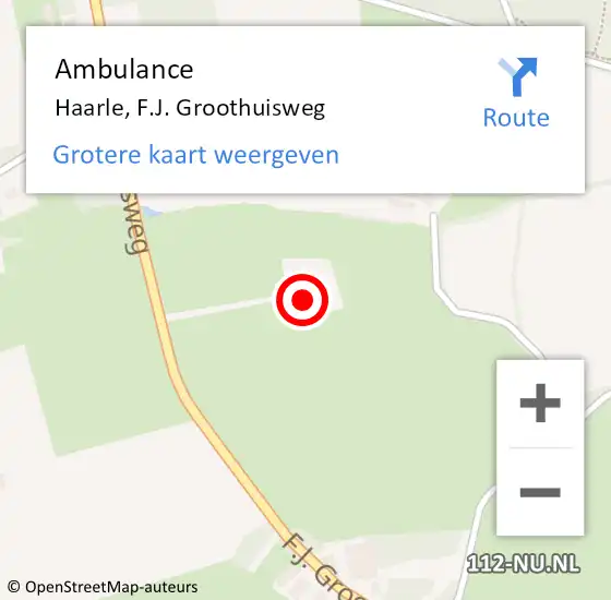 Locatie op kaart van de 112 melding: Ambulance Haarle, F.J. Groothuisweg op 27 mei 2023 14:59