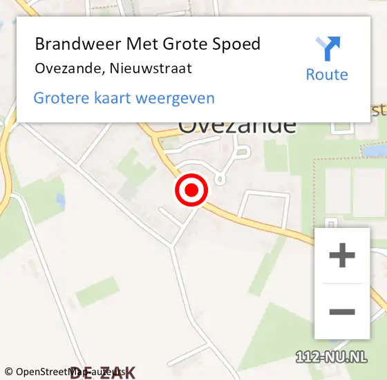 Locatie op kaart van de 112 melding: Brandweer Met Grote Spoed Naar Ovezande, Nieuwstraat op 27 mei 2023 15:20