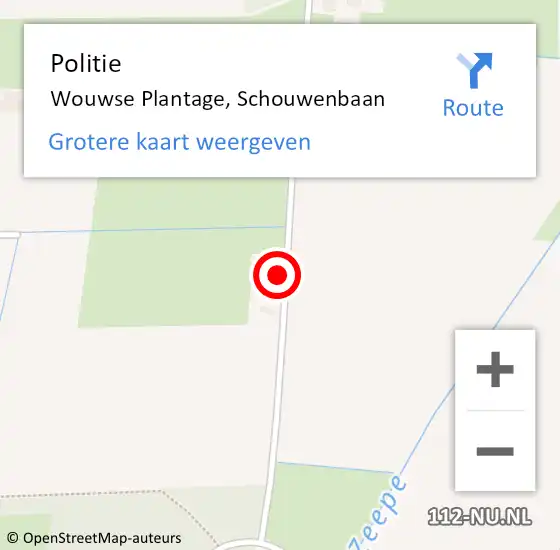 Locatie op kaart van de 112 melding: Politie Wouwse Plantage, Schouwenbaan op 27 mei 2023 15:42