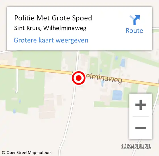 Locatie op kaart van de 112 melding: Politie Met Grote Spoed Naar Sint Kruis, Wilhelminaweg op 27 mei 2023 16:22