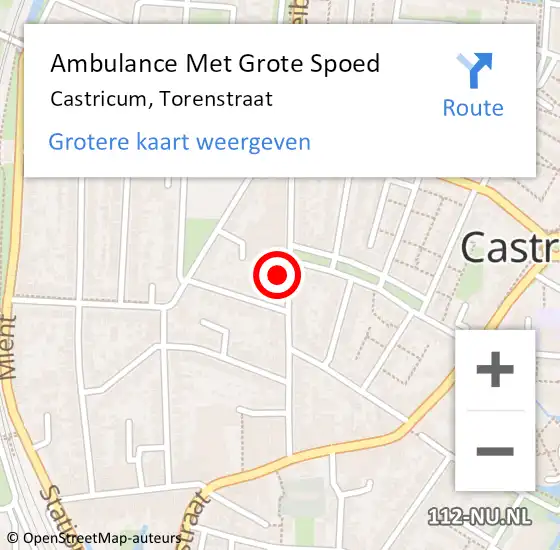 Locatie op kaart van de 112 melding: Ambulance Met Grote Spoed Naar Castricum, Torenstraat op 27 mei 2023 16:34