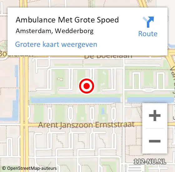 Locatie op kaart van de 112 melding: Ambulance Met Grote Spoed Naar Amsterdam, Wedderborg op 27 mei 2023 17:24