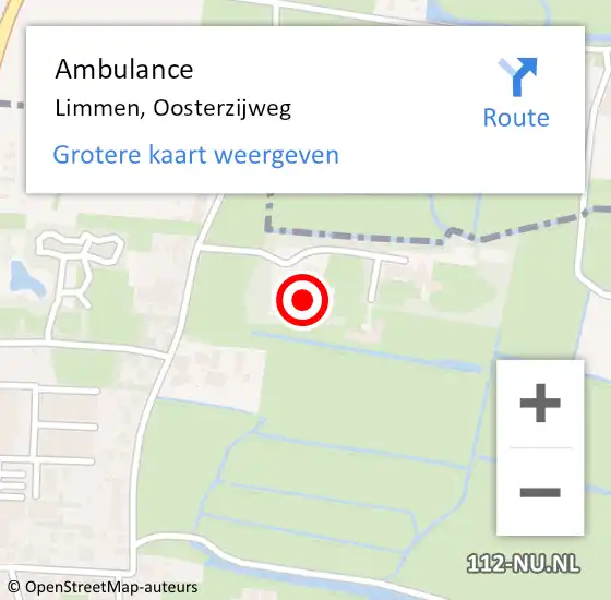 Locatie op kaart van de 112 melding: Ambulance Limmen, Oosterzijweg op 27 mei 2023 17:31