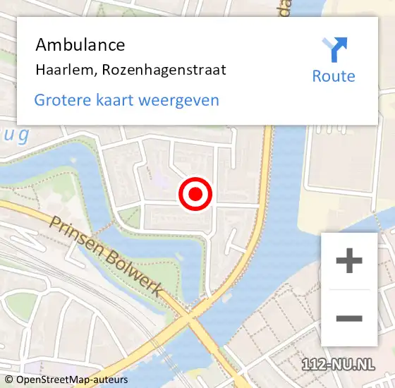 Locatie op kaart van de 112 melding: Ambulance Haarlem, Rozenhagenstraat op 27 mei 2023 17:43