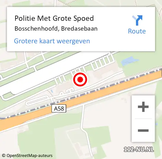 Locatie op kaart van de 112 melding: Politie Met Grote Spoed Naar Bosschenhoofd, Bredasebaan op 27 mei 2023 19:22