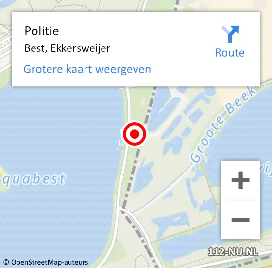 Locatie op kaart van de 112 melding: Politie Best, Ekkersweijer op 27 mei 2023 21:04