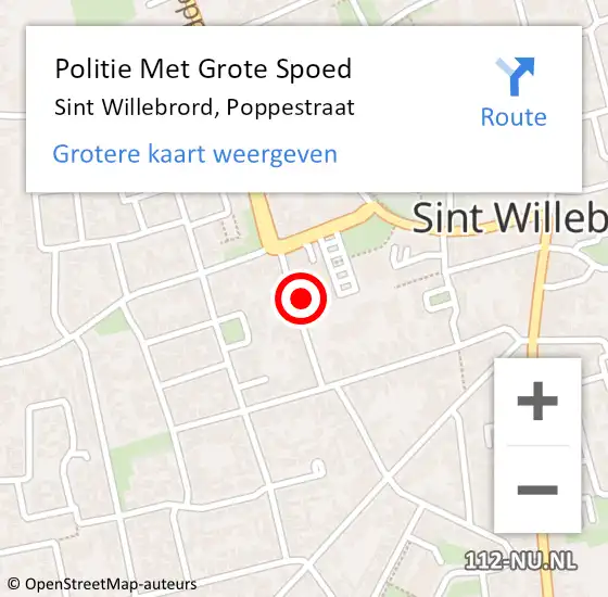 Locatie op kaart van de 112 melding: Politie Met Grote Spoed Naar Sint Willebrord, Poppestraat op 27 mei 2023 21:15