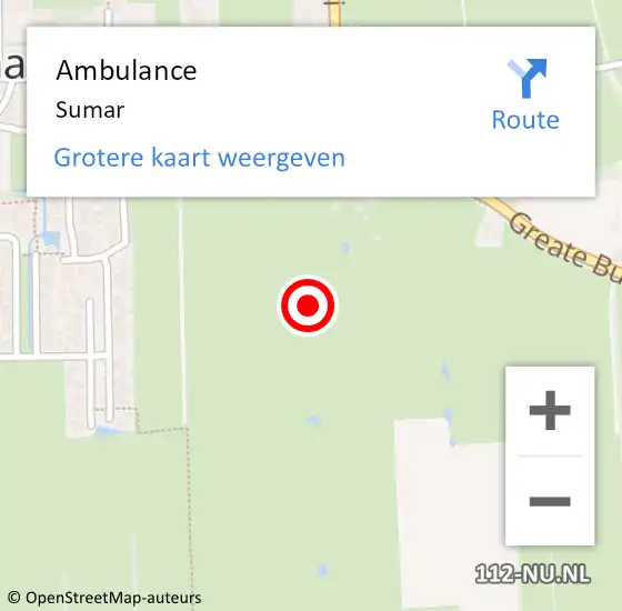 Locatie op kaart van de 112 melding: Ambulance Sumar op 27 mei 2023 23:28