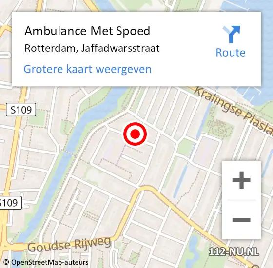 Locatie op kaart van de 112 melding: Ambulance Met Spoed Naar Rotterdam, Jaffadwarsstraat op 28 mei 2023 00:30